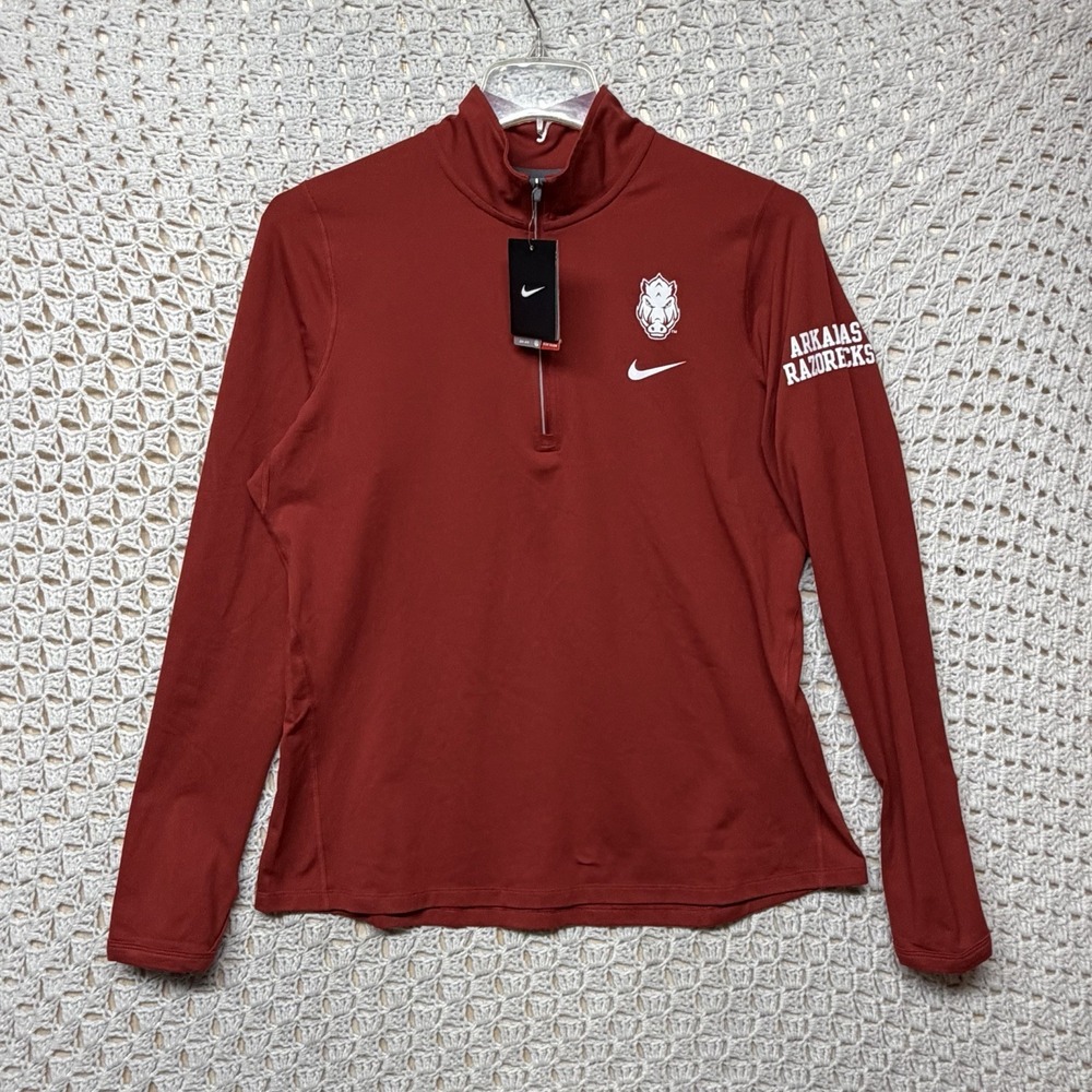 Arkansas Razorbacks Nike NCAA Sweatshirt Top Women XL Red 1/4 Zip 33157X-AK1 NWT